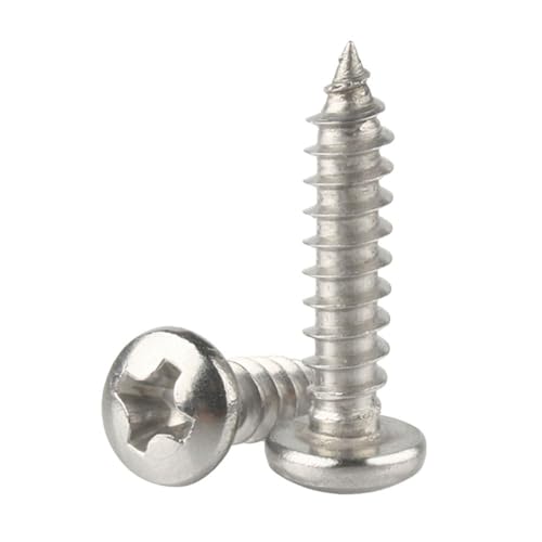 10–50 Stück M1,2 M1,4 M1,7 M2 M2,2 M2,6 M3 M3,5 M4 M5 M6 304 Edelstahl Kreuz Flachkopf Selbstschneidende Schraube Rundkopfschrauben(35mm,M3 x 50Pieces) von JJQXAIBH