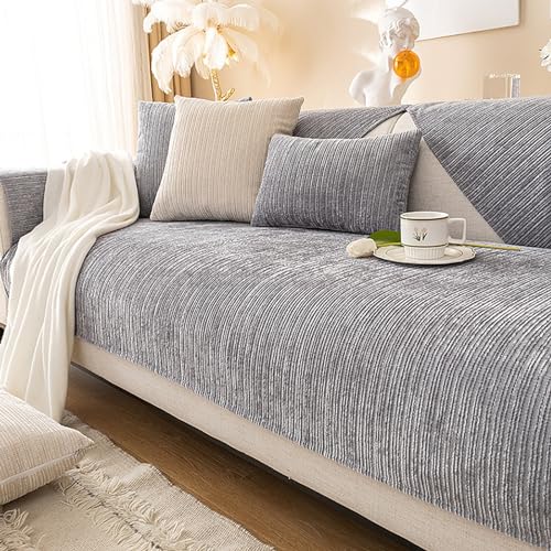 JJRETGY Rutschfester L-förmiger Sofabezug, weiche Chenille Sofaüberwurf, verschleißfester, waschbarer Sofa-Schonbezug Sofaschoner, für das Linke/rechte Chaiselongue-Sofa (Gray,110X160cm) von JJRETGY