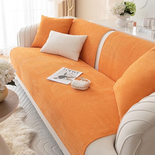 JJRETGY Sofabezug Antirutsch, Sofaüberwurf Corn Velvet 1 2 3 4 Sitzer, L Form Sofa Couch überzug Ecksofa, Couch Bezug Sofaschoner für Hunde (Orange, 90X160cm) von JJRETGY