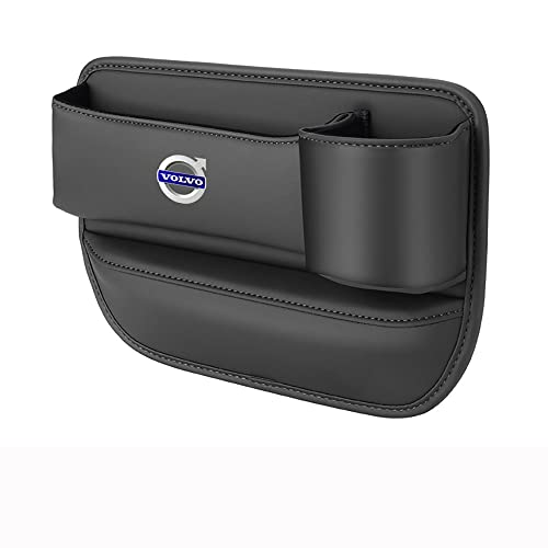 JJRY Autositz Gap Aufbewahrungsbox für Volvo xc60/xc90/s60/s90/xc40 PU Leder Autositz Organizer Mobiltelefone Schlüsselkarten Sitz Zubehör,Black B Copilot von JJRY