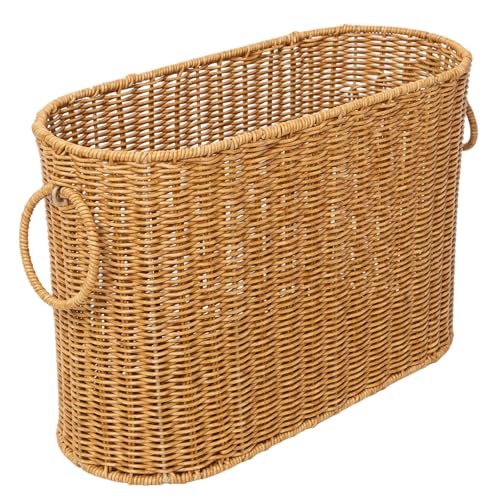 JJSQ Toiletten-Rattan-Korb, Wasserhyazinthe, Toilettenpapierkorb mit Griffen, großer Toilettenpapier-Aufbewahrungsbehälter für bis zu 9 Rollen, Badezimmer-Zubehör-Organizer (Rattan) von JJSQYLAN