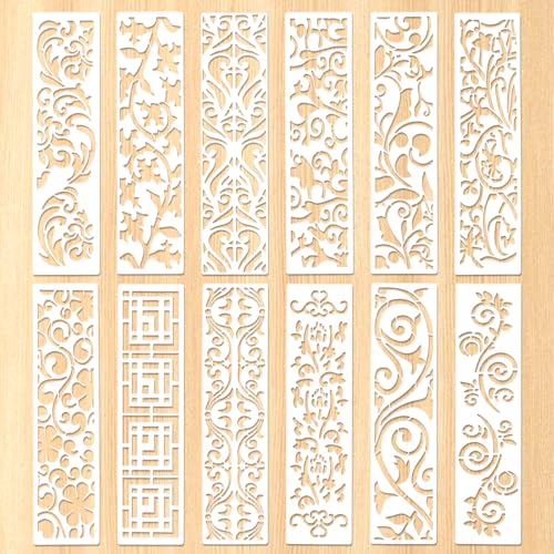 JJUNW 12 Stück Schablonen zum Malen, Kunststoff Geometrische Mustertextur Schablonen Set Wiederverwendbar Scrapbooking Malschablonen für Holz Boden Möbel Wandgestaltung Leinwand Stoff DIY (30 x 8 cm) JJUNW 12 Stück Schablonen zum Malen, Kunststoff Geometrische Mustertextur Schablonen Set Wiederverwendbar Scrapbooking Malschablonen für Holz Boden Möbel Wandgestaltung Leinwand Stoff DIY (30 x 8 cm) von JJUNW
