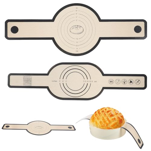 JJUNW 2 Stück Silikon Backmatte, Silikonmatte Backen für Dutch Oven, Wiederverwendbare Backmatte Brot mit Langen Griffen Brotbackmatte Backunterlage für Brottopf Teig Backofen (Oval und Rund) von JJUNW