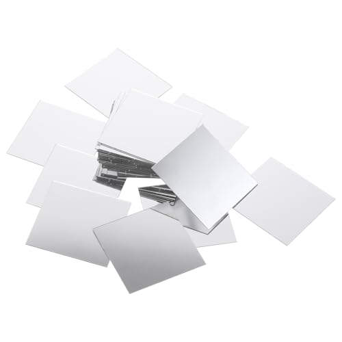 JJUNW 50 Stück Spiegelfliesen Selbstklebend, 5x5 cm Acryl Spiegel, Kunststoff Spiegel DIY Klebespiegel Mosaik Spiegel Dekoration für DIY Wand Deko Badezimmer Handwerkskunst Schrank von JJUNW