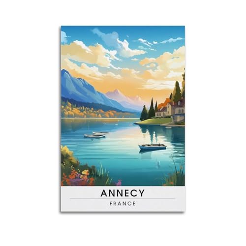 JJUPUV Annecy Frankreich, Vintage-Reiseposter, Wandkunst, Rollen, Leinwand, Gemälde, Bild, Wohnzimmer-Dekoration, Zuhause, 30 x 45 cm von JJUPUV