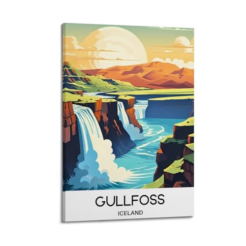 JJUPUV Gullfoss Island-Vintage-Reiseposter, Wandkunst, Gemälde, Leinwanddrucke, Kunstwerke, Schlafzimmer, Wohnzimmer, Dekoration, 40 x 60 cm JJUPUV Gullfoss Island-Vintage-Reiseposter, Wandkunst, Gemälde, Leinwanddrucke, Kunstwerke, Schlafzimmer, Wohnzimmer, Dekoration, 40 x 60 cm von JJUPUV