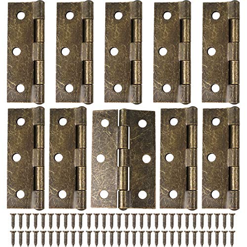 10 x Retro-Türscharniere, 75 mm, bronzefarbene Scharniere mit 60 antiken Scharnierschrauben, verdickte Klappscharniere für Heimmöbel, Holztürscharniere für Außen- und Innentüren von JJWNMLL