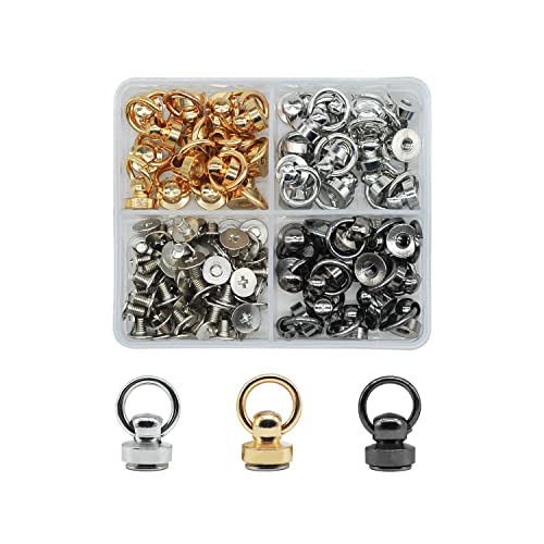 JJWNMLL 48 Set Runde Ringkopf-Kleidungsnieten Rundkopfschrauben Zugringnieten für Kleidung Telefonhülle Gold Silber Schwarz (48pcs-A) von JJWNMLL