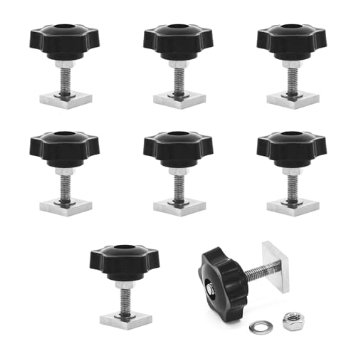 JJWNMLL 8pcs nutensteine dachträger, T-Nut nutensteine M6,20 x 20 mm Dachträger Relingträger mit sterngriffmutter m6 und Unterlegscheiben für dachträger Schiene Fahrradträger von JJWNMLL