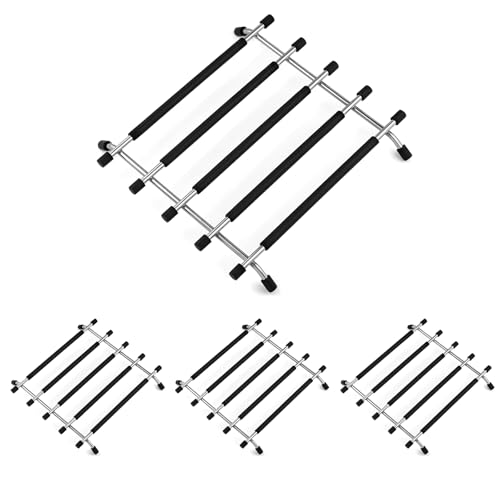 JJWNMLL topfuntersetzer Metall - schwarz Küchenarbeitsplatte Schutz topfuntersetzer aus Edelstahl für heiße Pfannen Küchenarbeitsplatten Schutz mit Rutschfester Unterseite Gummifüßen (schwarz-4pcs) von JJWNMLL