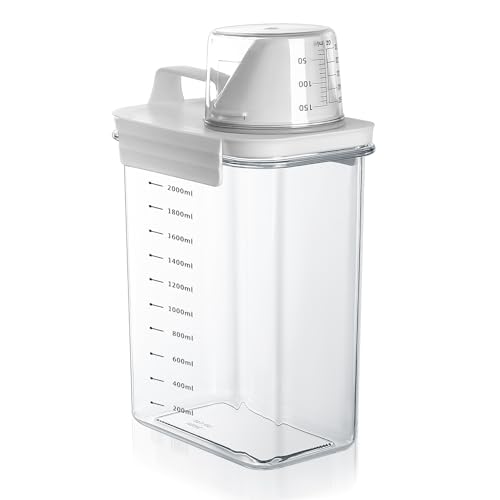 JJWUYUE 2300 ml Airtight Detergent Dispenser with Measuring Cup, Detergent Washing Powder Storage Box, Laundry Powder Box, Storage Container for Detergent, Food Container von JJWUYUE
