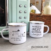 Personalisierte Emaille-Tasse Geschenk Für Mutter Muttertagsgeschenk Blechbecher Muttertag Thema Individuelle von JJWonderlandCo