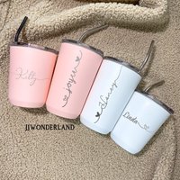 Personalisierter Becher, Monogrammbecher, Edelstahlbecher, Becher Mit Deckel, Großer Kapazität, Haltbare Thermotasse von JJWonderlandCo