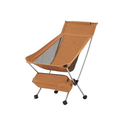 JJYJ862 Fasion Camping Moon Stuhl mit hoher Rückenlehne, ultraleichter Klappstuhl, tragbar, 120 kg Traglast, Reise-Schaukelstühle, Outdoor-Angelstuhl, leicht (Farbe: Gelb, M) von JJYJ862
