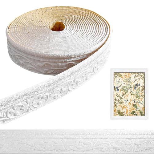 JJZENKD Bordüre Selbstklebend Weiß, 8cmx10mx5mm Selbstklebende Bordüre Wasserfester, 3D Zierleisten Spitzenmuster Tapetenbordüre für Flur, Decke, Ecke, Linie, Wandgemälde JJZENKD Bordüre Selbstklebend Weiß, 8cmx10mx5mm Selbstklebende Bordüre Wasserfester, 3D Zierleisten Spitzenmuster Tapetenbordüre für Flur, Decke, Ecke, Linie, Wandgemälde von JJZENKD