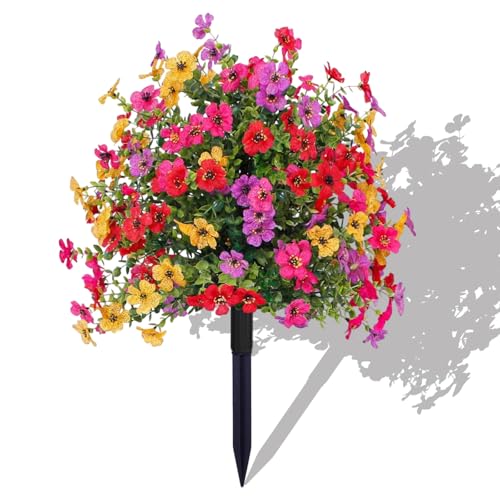 61 cm bunte künstliche Blumen-Gartenstecker – wasserdichte Pflanzenstecker für den Außenbereich mit realistischen Blumen – Hof, Rasen, Terrasse, Weg, Dekoration, Ornament und Dekoration (gemischte von JJaydaily