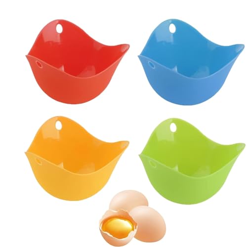 JJiaoLinin Egg Poacher,4 Stück Silikon-Ei-Pochierer Cups Antihaft Pochieren Pods Mikrowelle Ei Pochierer Form hochtemperaturbeständiger Antihaft-Eierkocher für Kochgeschirr, Dampfgarer, Mikrowelle von JJiaoLinin