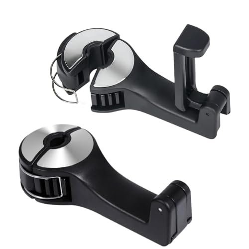 JJiaoLinin Kopfstützenhalterung Auto Haken,2 Stück 2 in 1 Autositzhaken mit Handyhalterung 360° Versteckter Haken Drehbar Einstellbar Kopfstützen Haken Taschenhalter für Auto Rücksitz von JJiaoLinin