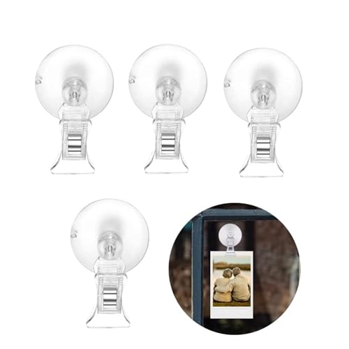 Saugnapf Clip,4 Stück Saugnapf Klammer Transparent Saugnapf Clips Kunststoff Clip Saugnapf-Haken-Clip-Halter Saugnapf Haken Multifunktions-Clip für Glaswand Zuhause Aquarium Einkaufszentrum von JJiaoLinin