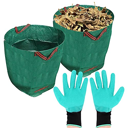 2er Pack Gartenabfallbeutel, Hochleistungs-Gartenhofsäcke, wasserdichte wiederverwendbare Blattsäcke mit Griffen, 32 Gallonen von JJoexyfit