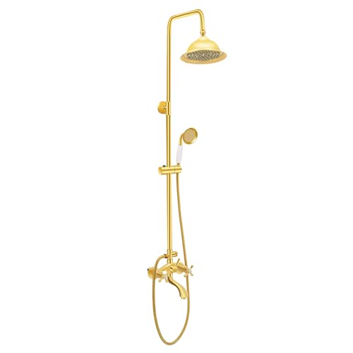 JJsdwin Duschsystem, Duschsystem mit Höhenverstellbar, Regendusche für Schwimmbäder und Fitnessstudios, Schlauchlänge 1.5m (golden) von JJsdwin