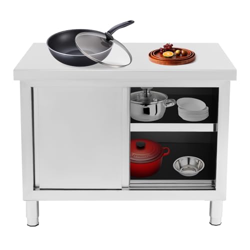 JJsdwin Schiebetüren Kommerzieller Arbeitstisch, 3 Etagen Edelstahl Arbeitsschrank mit Türen, Küchen Arbeitsplatte Schrank für Küchen und Garagen, 100x50x95cm JJsdwin Schiebetüren Kommerzieller Arbeitstisch, 3 Etagen Edelstahl Arbeitsschrank mit Türen, Küchen Arbeitsplatte Schrank für Küchen und Garagen, 100x50x95cm von JJsdwin