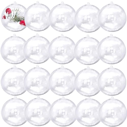 80 mm = 20 Stück, hängende Ornamente, transparente Weihnachtskugeln, befüllbare Weihnachtskugeln für Urlaub, Hochzeit, Party, Dekoration 80 mm = 20 Stück, hängende Ornamente, transparente Weihnachtskugeln, befüllbare Weihnachtskugeln für Urlaub, Hochzeit, Party, Dekoration von JK-GMTE
