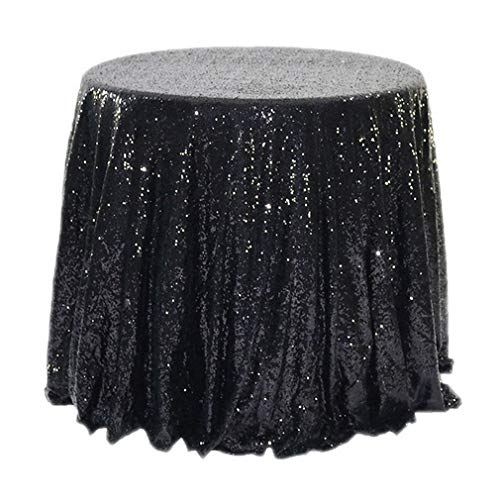 JK Home Pailletten-Tischdecke, Polyester, rund, für Hochzeit, Bankett, Party, Schwarz, 200 cm von JK Home