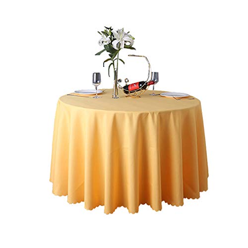 JK Home Tischdecke, rund, 280 cm, goldfarben, aus waschbarem Polyester von JK Home