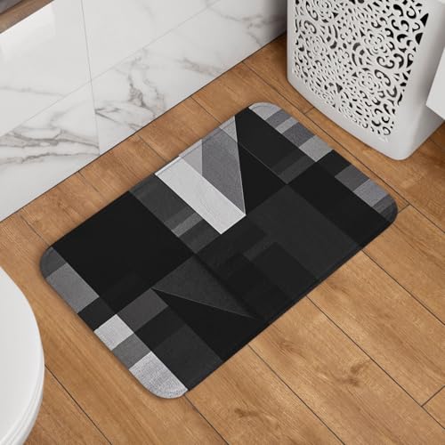 Fußmatte Welcome, 40,6 x 61 cm, rutschfest, saugfähig, Badteppich, weich, waschbar, Bodenmatte, erhältlich in Schwarz und Grau, geometrische Streifen, Teppich für stilvolle Küche, Schlafzimmer Fußmatte Welcome, 40,6 x 61 cm, rutschfest, saugfähig, Badteppich, weich, waschbar, Bodenmatte, erhältlich in Schwarz und Grau, geometrische Streifen, Teppich für stilvolle Küche, Schlafzimmer von JKASDTRP