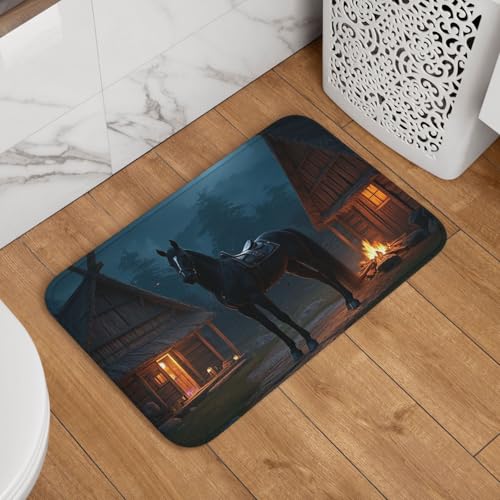 Fußmatte Welcome, 40,6 x 61 cm, rutschfest, saugfähig, Badteppich, weich, waschbar, Bodenmatte, schwarzes Pferd, exotischer Stammteppich für stilvolle Küche, Schlafzimmer, Badezimmer, Dekor Fußmatte Welcome, 40,6 x 61 cm, rutschfest, saugfähig, Badteppich, weich, waschbar, Bodenmatte, schwarzes Pferd, exotischer Stammteppich für stilvolle Küche, Schlafzimmer, Badezimmer, Dekor von JKASDTRP