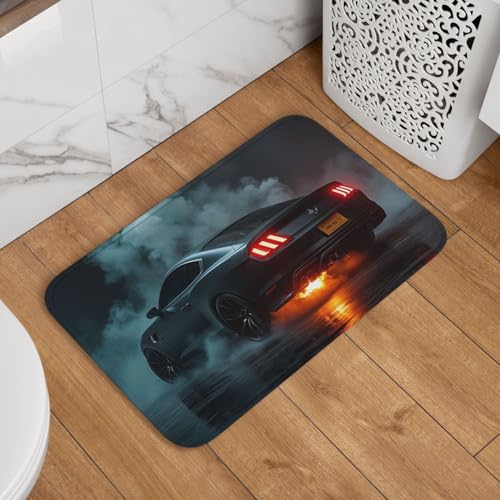 Fußmatte Welcome Fußmatte 40,6 x 61 cm, rutschfest, saugfähig, Badteppich, weich, waschbar, Bodenmatte, Auto-Hot Rod mit Rauchhintergrund, Teppich für stilvolle Küche, Schlafzimmer, Badezimmer, Dekor Fußmatte Welcome Fußmatte 40,6 x 61 cm, rutschfest, saugfähig, Badteppich, weich, waschbar, Bodenmatte, Auto-Hot Rod mit Rauchhintergrund, Teppich für stilvolle Küche, Schlafzimmer, Badezimmer, Dekor von JKASDTRP