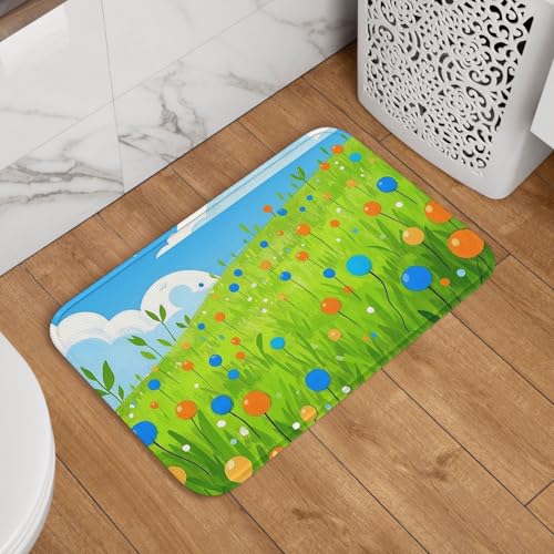 Fußmatte Welcome Fußmatte 40,6 x 61 cm, rutschfest, saugfähig, Badteppich, weich, waschbar, Bodenmatte, blau und orange Punkte, Teppich für stilvolle Küche, Schlafzimmer, Badezimmer Dekor Fußmatte Welcome Fußmatte 40,6 x 61 cm, rutschfest, saugfähig, Badteppich, weich, waschbar, Bodenmatte, blau und orange Punkte, Teppich für stilvolle Küche, Schlafzimmer, Badezimmer Dekor von JKASDTRP