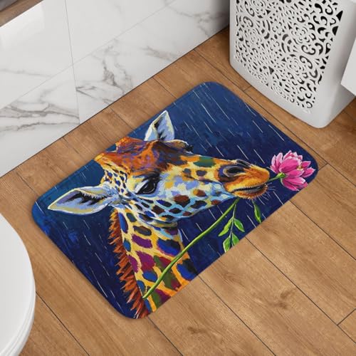 Fußmatte Willkommens-Fußmatte, 40,6 x 61 cm, rutschfest, saugfähig, Badteppich, weich, waschbar, Bodenmatte, bunte Giraffe, Seitengesichtsteppich für stilvolle Küche, Schlafzimmer, Badezimmer, Dekor Fußmatte Willkommens-Fußmatte, 40,6 x 61 cm, rutschfest, saugfähig, Badteppich, weich, waschbar, Bodenmatte, bunte Giraffe, Seitengesichtsteppich für stilvolle Küche, Schlafzimmer, Badezimmer, Dekor von JKASDTRP
