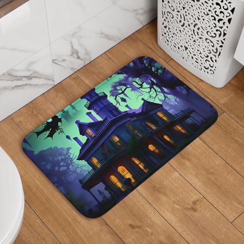 Fußmatte Willkommens-Fußmatte, 40,6 x 61 cm, rutschfest, saugfähig, Badteppich, weich, waschbar, Bodenmatte, schwarz, Spukhaus, Teppich für stilvolle Küche, Schlafzimmer, Badezimmer, Dekor Fußmatte Willkommens-Fußmatte, 40,6 x 61 cm, rutschfest, saugfähig, Badteppich, weich, waschbar, Bodenmatte, schwarz, Spukhaus, Teppich für stilvolle Küche, Schlafzimmer, Badezimmer, Dekor von JKASDTRP
