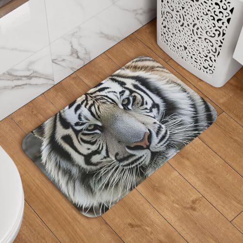 Fußmatte Willkommens-Fußmatte, 40,6 x 61 cm, rutschfest, saugfähig, Badteppich, weich, waschbar, Bodenmatte, schwarz-weiß, Tiger-Teppich für stilvolle Küche, Schlafzimmer, Badezimmer, Dekor Fußmatte Willkommens-Fußmatte, 40,6 x 61 cm, rutschfest, saugfähig, Badteppich, weich, waschbar, Bodenmatte, schwarz-weiß, Tiger-Teppich für stilvolle Küche, Schlafzimmer, Badezimmer, Dekor von JKASDTRP