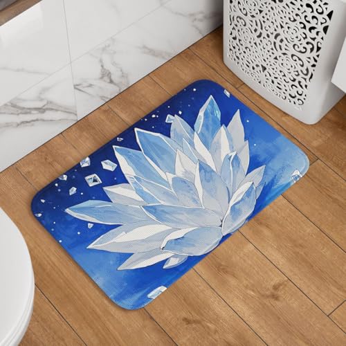 Fußmatte Willkommens-Fußmatte, 40,6 x 61 cm, rutschfest, saugfähig, Badteppich, weich, waschbar, Bodenmatte, weiß-blauer Kristallblumenteppich für stilvolle Küche, Schlafzimmer, Badezimmer, Dekor Fußmatte Willkommens-Fußmatte, 40,6 x 61 cm, rutschfest, saugfähig, Badteppich, weich, waschbar, Bodenmatte, weiß-blauer Kristallblumenteppich für stilvolle Küche, Schlafzimmer, Badezimmer, Dekor von JKASDTRP