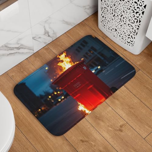 Fußmatte Willkommens-Fußmatte, 40,6 x 61 cm, rutschfest, saugfähig, weich, waschbar, Bodenmatte, Blaze Mülleimer, Teppich für stilvolle Küche, Schlafzimmer, Badezimmer, Dekor Fußmatte Willkommens-Fußmatte, 40,6 x 61 cm, rutschfest, saugfähig, weich, waschbar, Bodenmatte, Blaze Mülleimer, Teppich für stilvolle Küche, Schlafzimmer, Badezimmer, Dekor von JKASDTRP