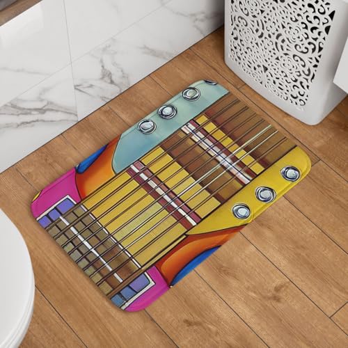 Fußmatte Willkommens-Fußmatte, 40,6 x 61 cm, rutschfest, saugfähig, weich, waschbar, Bodenmatte, Kunst-Gitarren-Muster, Teppich für stilvolle Küche, Schlafzimmer, Badezimmer, Dekor Fußmatte Willkommens-Fußmatte, 40,6 x 61 cm, rutschfest, saugfähig, weich, waschbar, Bodenmatte, Kunst-Gitarren-Muster, Teppich für stilvolle Küche, Schlafzimmer, Badezimmer, Dekor von JKASDTRP