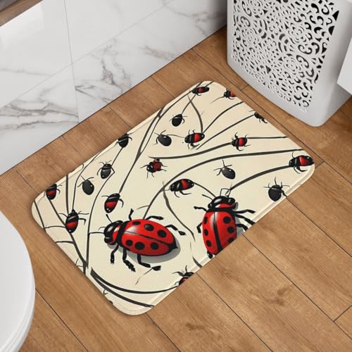 Fußmatte Willkommens-Fußmatte, 40,6 x 61 cm, rutschfest, saugfähig, weich, waschbar, Bodenmatte, Kunst-Marienkäfer-Teppich für stilvolle Küche, Schlafzimmer, Badezimmer, Dekor Fußmatte Willkommens-Fußmatte, 40,6 x 61 cm, rutschfest, saugfähig, weich, waschbar, Bodenmatte, Kunst-Marienkäfer-Teppich für stilvolle Küche, Schlafzimmer, Badezimmer, Dekor von JKASDTRP