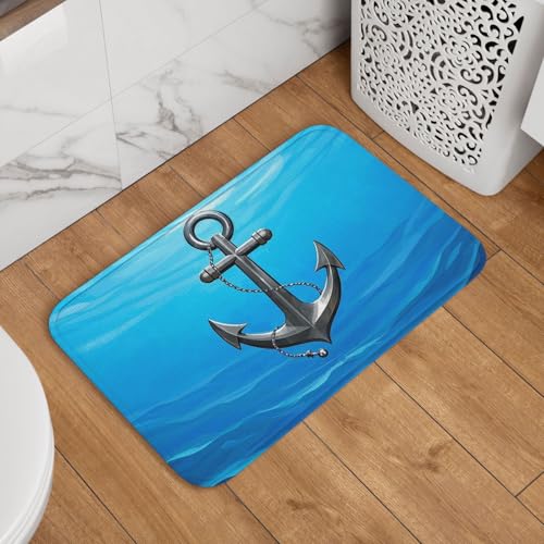 Fußmatte Willkommens-Fußmatte, 40,6 x 61 cm, rutschfest, saugfähig, weich, waschbar, Bodenmatte, Marine-Anker-Muster, Teppich für stilvolle Küche, Schlafzimmer, Badezimmer Fußmatte Willkommens-Fußmatte, 40,6 x 61 cm, rutschfest, saugfähig, weich, waschbar, Bodenmatte, Marine-Anker-Muster, Teppich für stilvolle Küche, Schlafzimmer, Badezimmer von JKASDTRP