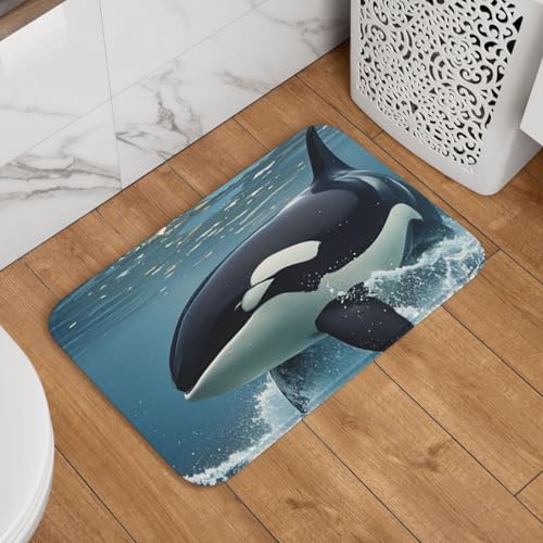 Fußmatte Willkommens-Fußmatte, 40,6 x 61 cm, rutschfest, saugfähig, weich, waschbar, Bodenmatte, Orca-Killer-Wal-Teppich für stilvolle Küche, Schlafzimmer, Badezimmer, Dekor Fußmatte Willkommens-Fußmatte, 40,6 x 61 cm, rutschfest, saugfähig, weich, waschbar, Bodenmatte, Orca-Killer-Wal-Teppich für stilvolle Küche, Schlafzimmer, Badezimmer, Dekor von JKASDTRP