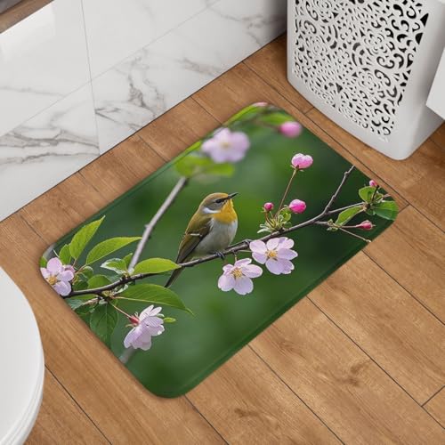 Fußmatte Willkommens-Fußmatte, 40,6 x 61 cm, rutschfest, saugfähig, weich, waschbar, Bodenmatte, Vogel, Blume, Zweig, Teppich für stilvolle Küche, Schlafzimmer, Badezimmer, Dekor Fußmatte Willkommens-Fußmatte, 40,6 x 61 cm, rutschfest, saugfähig, weich, waschbar, Bodenmatte, Vogel, Blume, Zweig, Teppich für stilvolle Küche, Schlafzimmer, Badezimmer, Dekor von JKASDTRP