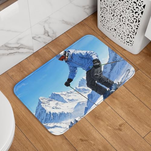 Fußmatte Willkommens-Fußmatte, 40,6 x 61 cm, rutschfest, saugfähig, weich, waschbar, Bodenmatte, Wintersport, Skifahren, Teppich für stilvolle Küche, Schlafzimmer, Badezimmer, Dekor Fußmatte Willkommens-Fußmatte, 40,6 x 61 cm, rutschfest, saugfähig, weich, waschbar, Bodenmatte, Wintersport, Skifahren, Teppich für stilvolle Küche, Schlafzimmer, Badezimmer, Dekor von JKASDTRP