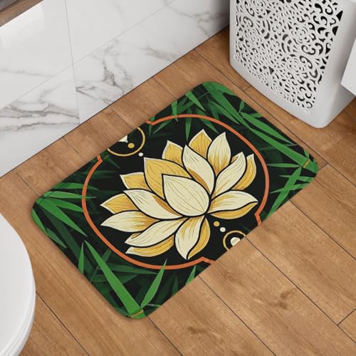 Fußmatte Willkommens-Fußmatte, 40,6 x 61 cm, rutschfest, saugfähig, weich, waschbar, Bodenmatte, asiatische traditionelle Bambus-Lotusblume, Yin-Yang-Teppich für stilvolle Küche, Schlafzimmer Fußmatte Willkommens-Fußmatte, 40,6 x 61 cm, rutschfest, saugfähig, weich, waschbar, Bodenmatte, asiatische traditionelle Bambus-Lotusblume, Yin-Yang-Teppich für stilvolle Küche, Schlafzimmer von JKASDTRP