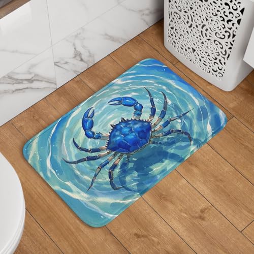 Fußmatte Willkommens-Fußmatte, 40,6 x 61 cm, rutschfest, saugfähig, weich, waschbar, Bodenmatte, blaue Krabbe, Aquarell-Teppich für stilvolle Küche, Schlafzimmer, Badezimmer, Dekor Fußmatte Willkommens-Fußmatte, 40,6 x 61 cm, rutschfest, saugfähig, weich, waschbar, Bodenmatte, blaue Krabbe, Aquarell-Teppich für stilvolle Küche, Schlafzimmer, Badezimmer, Dekor von JKASDTRP