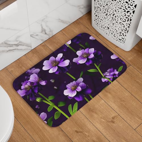 Fußmatte Willkommens-Fußmatte, 40,6 x 61 cm, rutschfest, saugfähig, weich, waschbar, Bodenmatte, blühende lila Blumen, Teppich für stilvolle Küche, Schlafzimmer, Badezimmer, Dekor Fußmatte Willkommens-Fußmatte, 40,6 x 61 cm, rutschfest, saugfähig, weich, waschbar, Bodenmatte, blühende lila Blumen, Teppich für stilvolle Küche, Schlafzimmer, Badezimmer, Dekor von JKASDTRP