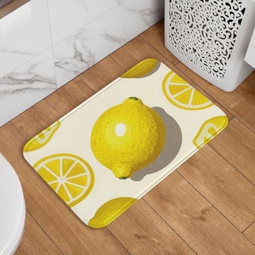 Fußmatte Willkommens-Fußmatte, 40,6 x 61 cm, rutschfest, saugfähig, weich, waschbar, Bodenmatte, gelbes Zitronenmuster, Teppich für stilvolle Küche, Schlafzimmer, Badezimmer, Dekor Fußmatte Willkommens-Fußmatte, 40,6 x 61 cm, rutschfest, saugfähig, weich, waschbar, Bodenmatte, gelbes Zitronenmuster, Teppich für stilvolle Küche, Schlafzimmer, Badezimmer, Dekor von JKASDTRP