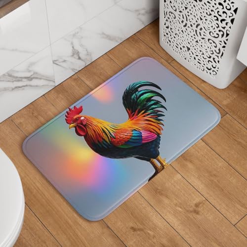 Fußmatte Willkommens-Fußmatte, 40,6 x 61 cm, rutschfest, saugfähig, weich, waschbar, Bodenmatte, mehrfarbiger Hahn-Teppich für stilvolle Küche, Schlafzimmer, Badezimmer, Dekor Fußmatte Willkommens-Fußmatte, 40,6 x 61 cm, rutschfest, saugfähig, weich, waschbar, Bodenmatte, mehrfarbiger Hahn-Teppich für stilvolle Küche, Schlafzimmer, Badezimmer, Dekor von JKASDTRP
