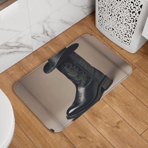 Fußmatte Willkommens-Fußmatte, 40,6 x 61 cm, rutschfest, saugfähig, weich, waschbar, Bodenmatte, niedlicher Cowboy-Hut, Westernstiefel, Teppich für stilvolle Küche, Schlafzimmer, Badezimmer Fußmatte Willkommens-Fußmatte, 40,6 x 61 cm, rutschfest, saugfähig, weich, waschbar, Bodenmatte, niedlicher Cowboy-Hut, Westernstiefel, Teppich für stilvolle Küche, Schlafzimmer, Badezimmer von JKASDTRP